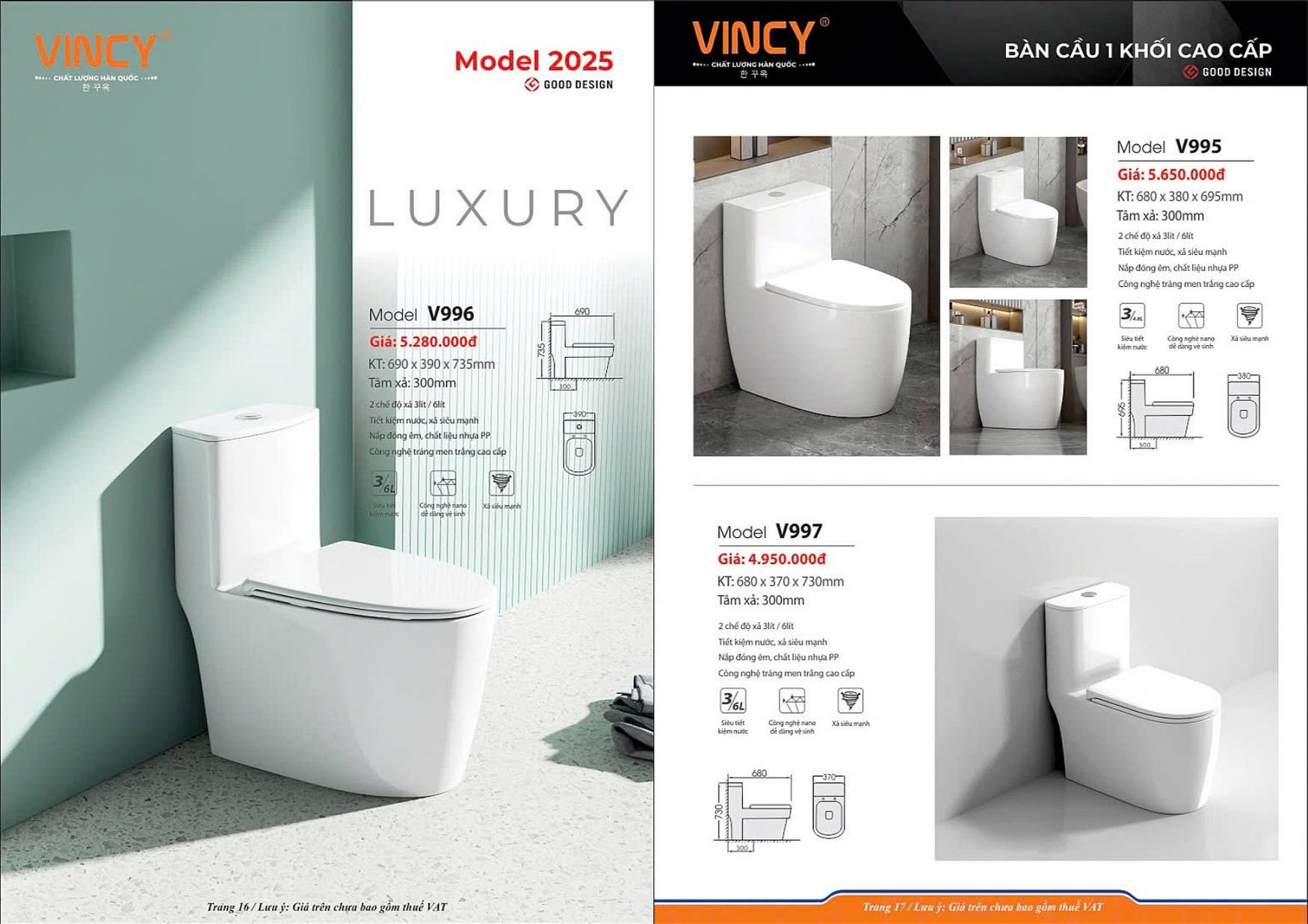 Thiết bị vệ sinh VINCY Catalogue và Bảng giá mới nhất 2025 /Page 9
